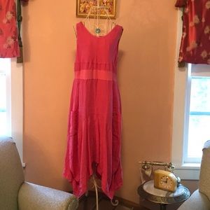 Melon color linen dress